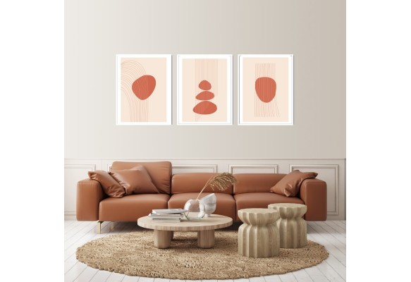 ÇERÇEVELİ ÜÇLÜ ABSTRACT TABLO SETİ
